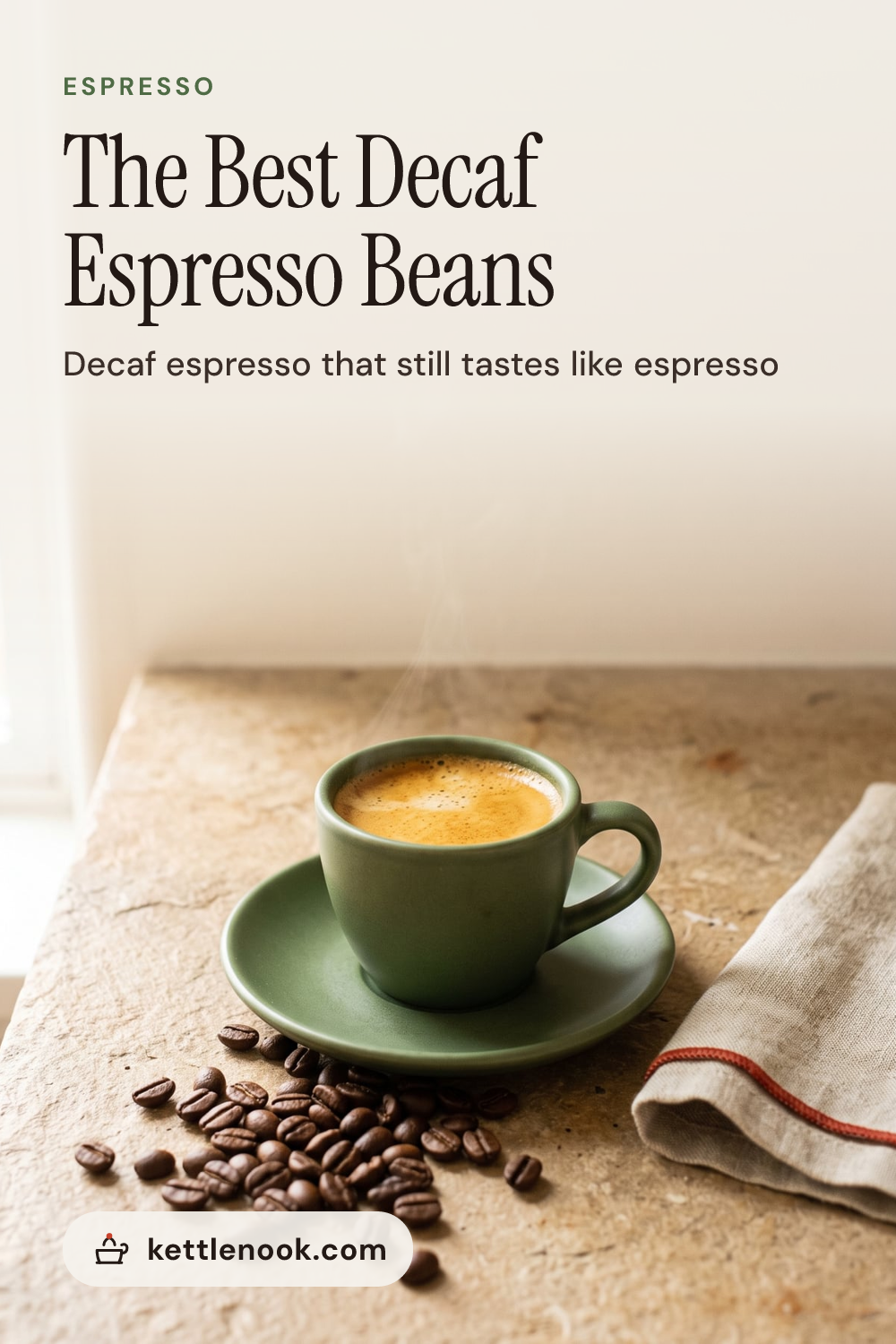 Pinterest pin for The Best Decaf Espresso Beans