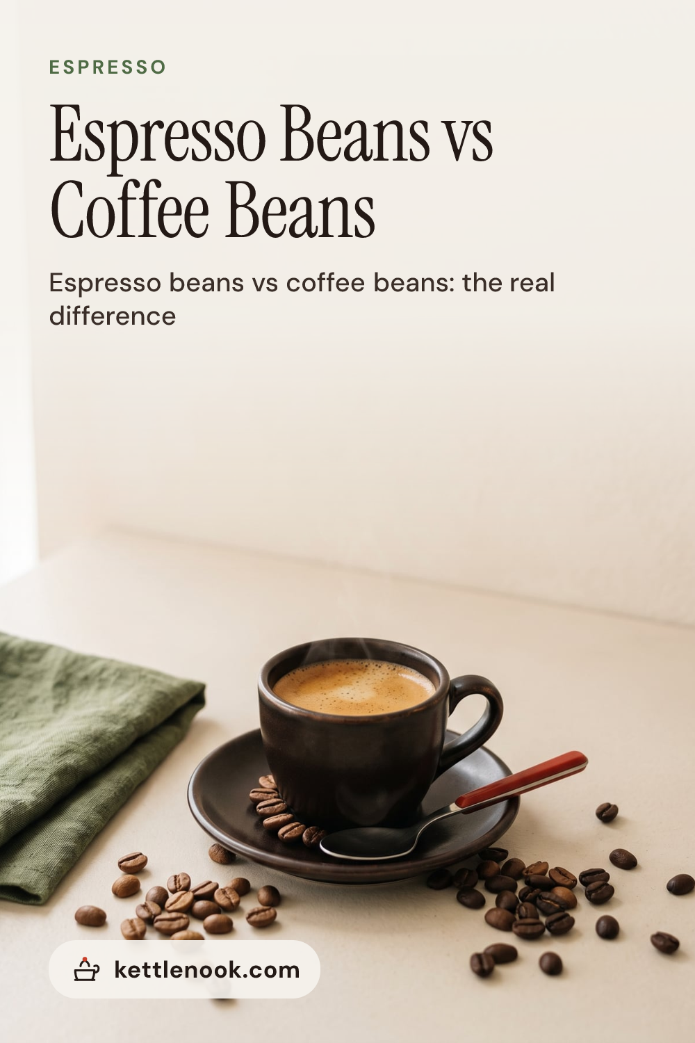 Pinterest pin for Espresso Beans vs Coffee Beans